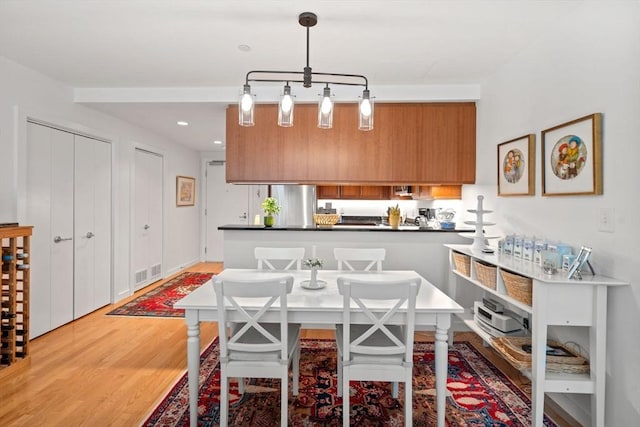 80 Broad St Unit 1002, Boston, MA 02110 - dining space featuring light wood-type flooring, visible vents, and recessed lighting