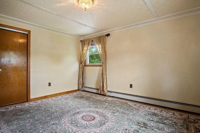 12 Cassidy Dr, Woburn, MA 01801 - empty room with baseboards, ornamental molding, and a baseboard heating unit