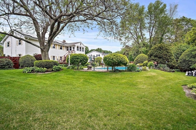 12 Cassidy Dr, Woburn, MA 01801 - view of yard featuring an outdoor pool and stairway