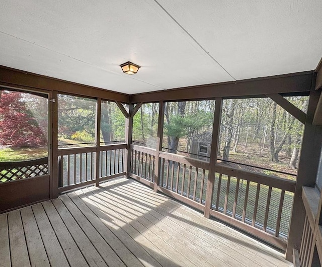 view of unfurnished sunroom