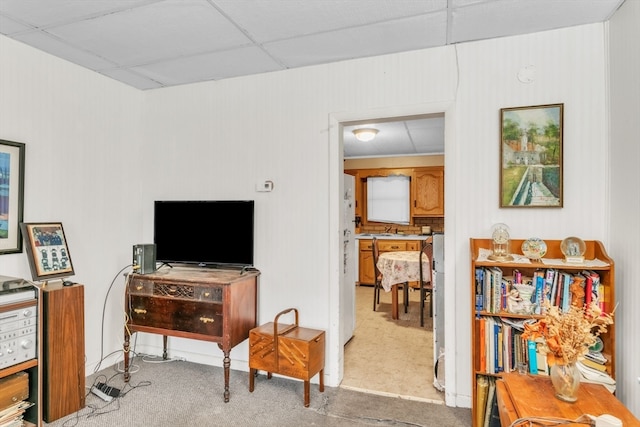 interior space featuring a paneled ceiling