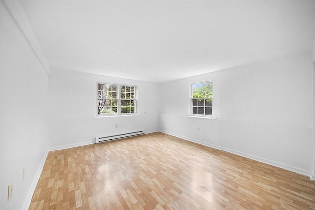 118 Parker St Unit 16, Acton, MA 01720 - spare room featuring a baseboard heating unit, light wood-style flooring, and baseboards
