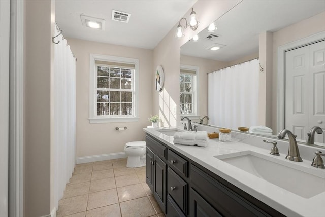 full bath with visible vents, a sink, and tile patterned floors