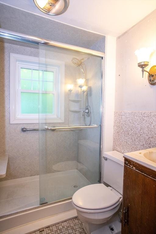 42 Giasson St, Hudson, MA 01749 - bathroom with a shower stall, toilet, and vanity