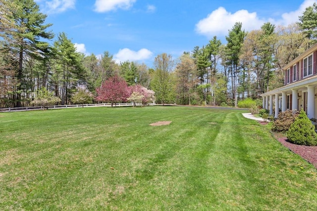 view of yard featuring fence