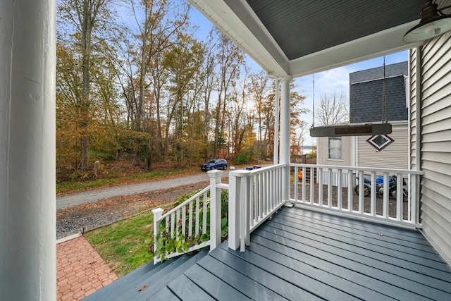 deck featuring a porch