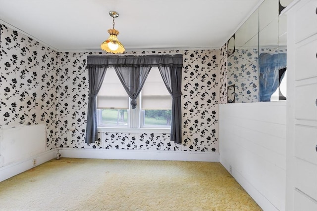 34 Worcester St, Grafton, MA 01519 - empty room featuring carpet flooring, wallpapered walls, baseboards, and ornamental molding