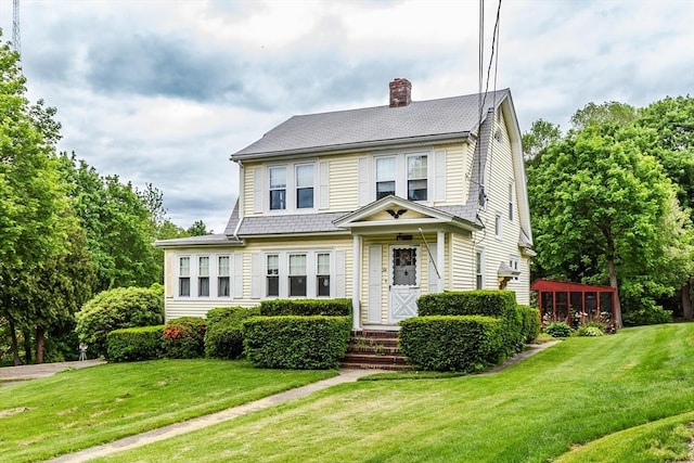 34 Worcester St, Grafton, MA 01519 - colonial inspired home featuring a chimney and a front yard