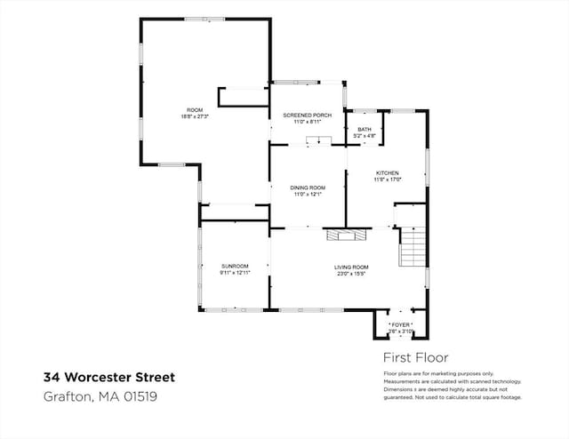 34 Worcester St, Grafton, MA 01519 - floor plan / room layout