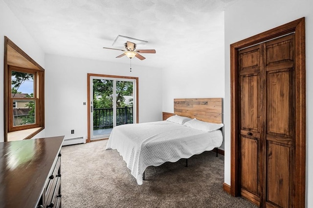 31 Cedar Hill Ter, Swampscott, MA 01907 - bedroom featuring access to exterior, multiple windows, carpet flooring, and baseboard heating