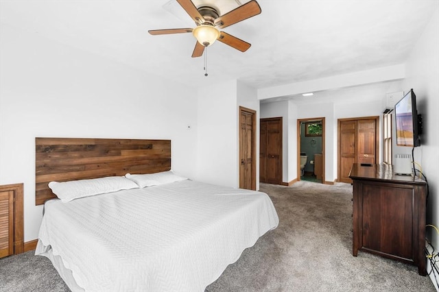 31 Cedar Hill Ter, Swampscott, MA 01907 - bedroom with light carpet, baseboards, ceiling fan, and ensuite bath