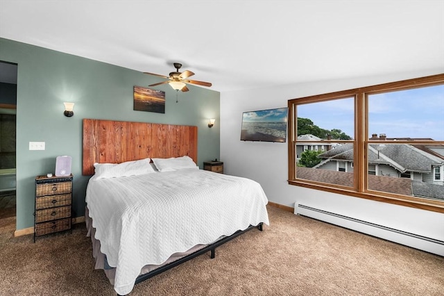31 Cedar Hill Ter, Swampscott, MA 01907 - bedroom with baseboard heating, carpet, a ceiling fan, and baseboards