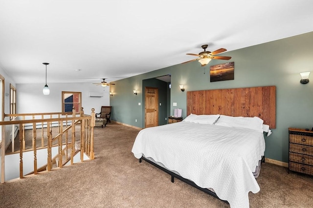 31 Cedar Hill Ter, Swampscott, MA 01907 - carpeted bedroom featuring baseboards, a baseboard radiator, and a wall unit AC