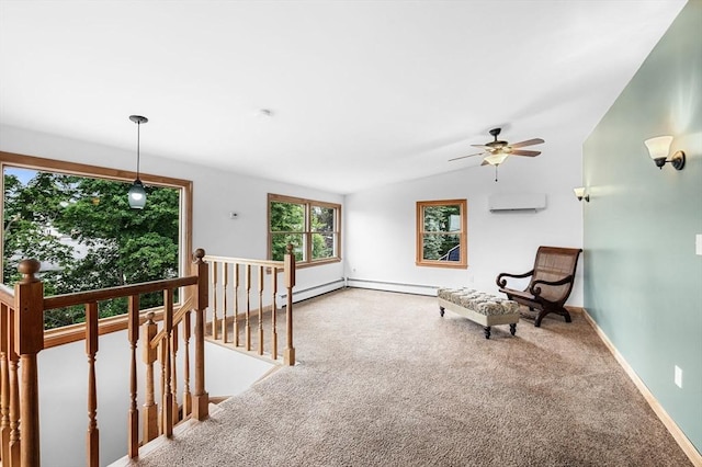 31 Cedar Hill Ter, Swampscott, MA 01907 - unfurnished room featuring an upstairs landing, carpet, ceiling fan, lofted ceiling, and baseboards