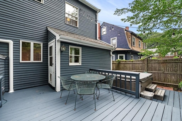 31 Cedar Hill Ter, Swampscott, MA 01907 - wooden deck featuring outdoor dining space and a hot tub