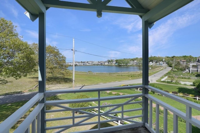 balcony with a water view