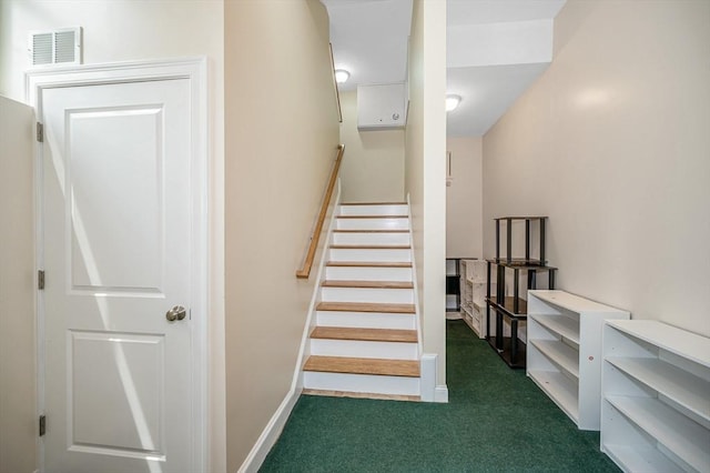 44 Sachem St, Waltham, MA 02451 - staircase with carpet floors and baseboards