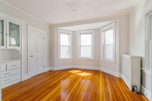 204 Maple St, Boston, MA 02132 - unfurnished bedroom featuring light wood finished floors, crown molding, and radiator