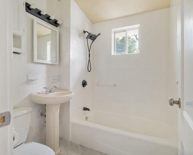 204 Maple St, Boston, MA 02132 - full bathroom featuring bathing tub / shower combination and tile walls