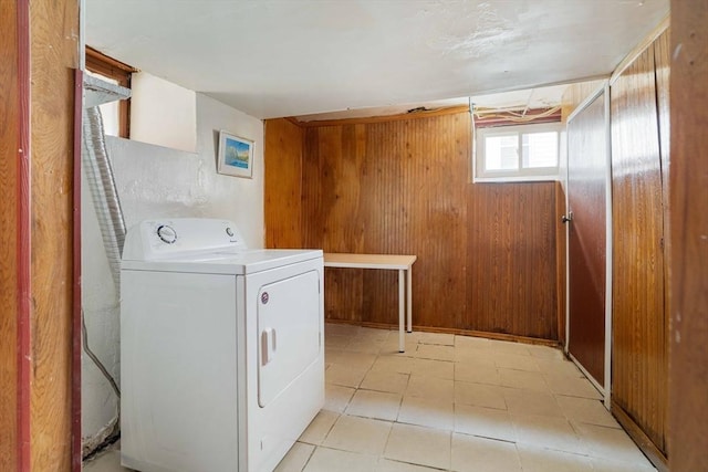 204 Maple St, Boston, MA 02132 - laundry area with washer / clothes dryer and wooden walls