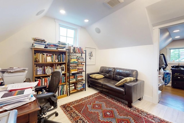 12 Lester Ter, Somerville, MA 02144 - office with vaulted ceiling, wood finished floors, and recessed lighting