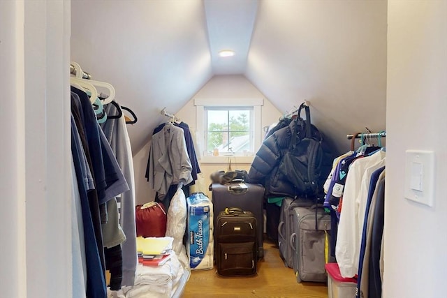 12 Lester Ter, Somerville, MA 02144 - spacious closet featuring vaulted ceiling and wood finished floors
