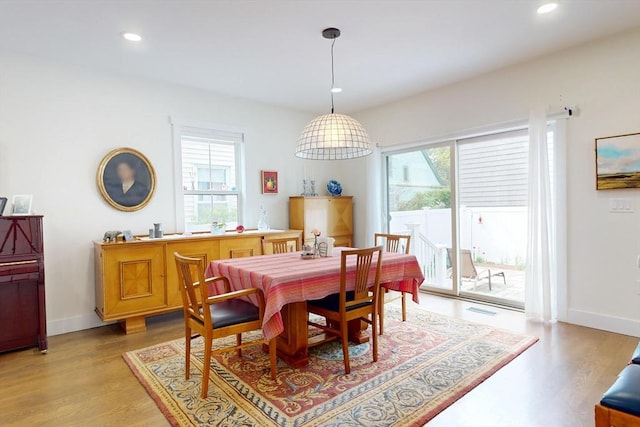12 Lester Ter, Somerville, MA 02144 - dining area featuring plenty of natural light, light wood-style floors, recessed lighting, and baseboards