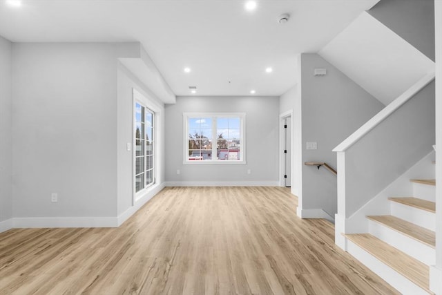 unfurnished living room featuring light hardwood / wood-style flooring