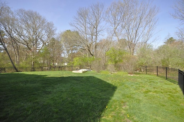 view of yard with a fenced backyard