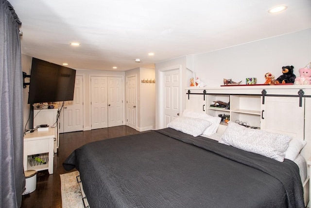 bedroom featuring dark wood-type flooring