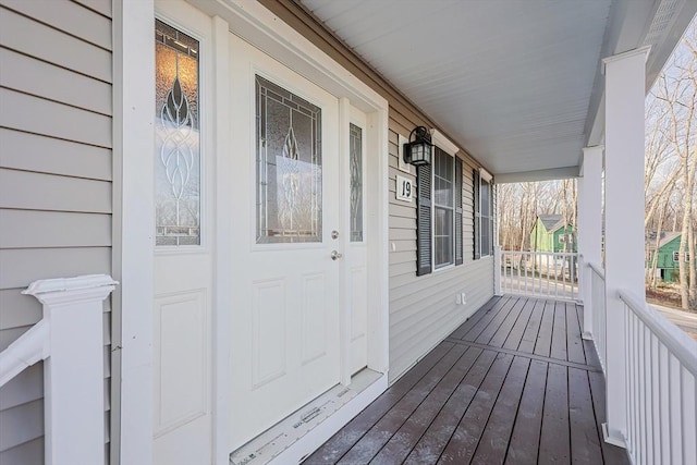 deck featuring covered porch