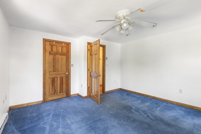25 Hamilton Rd, Northborough, MA 01532 - empty room with dark carpet, a ceiling fan, and a baseboard radiator