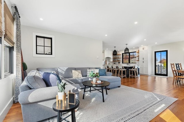 living room featuring light hardwood / wood-style floors