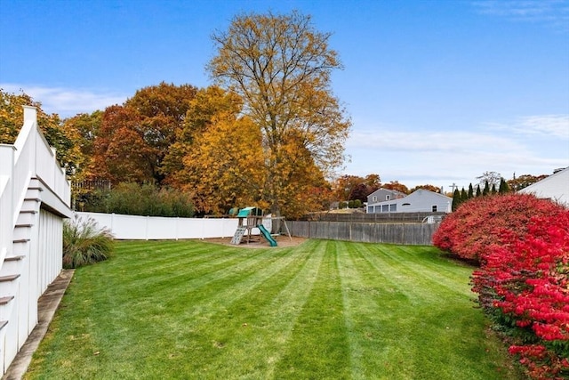 view of yard featuring a playground