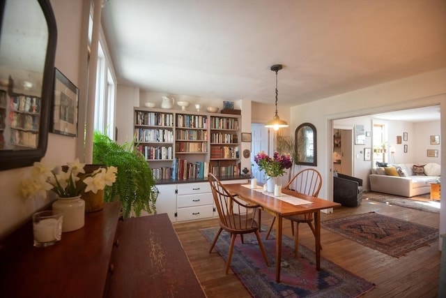 dining room featuring dark wood finished floors and healthy amount of natural light