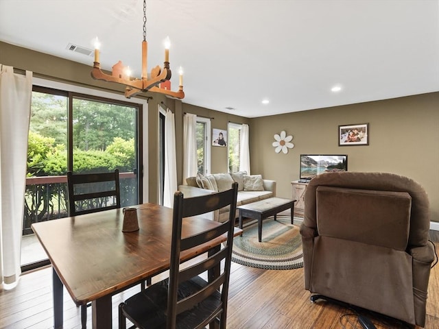 770 Salisbury Unit 302, Worcester, MA 01609 - dining space featuring a chandelier, wood-type flooring, and recessed lighting