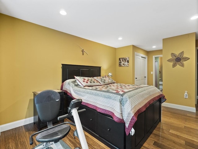770 Salisbury Unit 302, Worcester, MA 01609 - bedroom featuring wood finished floors, recessed lighting, and connected bathroom