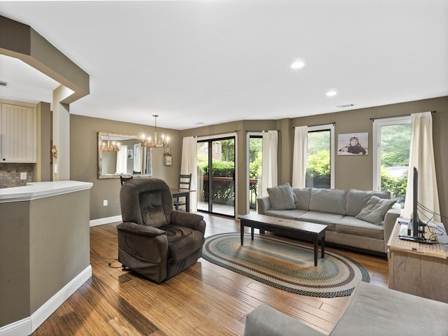 770 Salisbury Unit 302, Worcester, MA 01609 - living area featuring a chandelier, wood finished floors, and recessed lighting