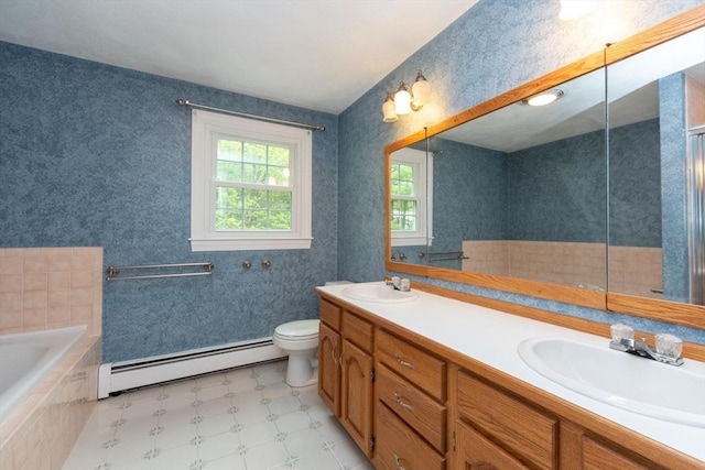 10 Eagle Rd, Winchendon, MA 01475 - full bath with baseboard heating, double vanity, a garden tub, and toilet