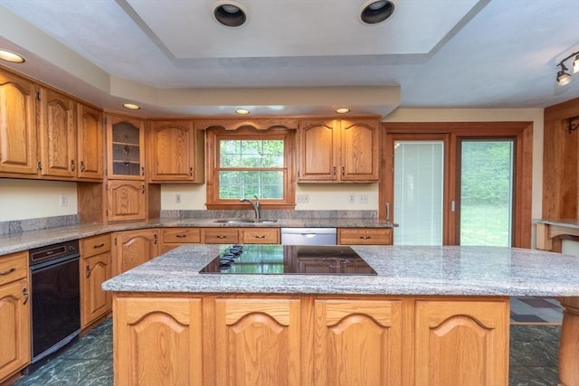 10 Eagle Rd, Winchendon, MA 01475 - kitchen featuring a sink, black electric stovetop, dishwasher, a kitchen island, and recessed lighting