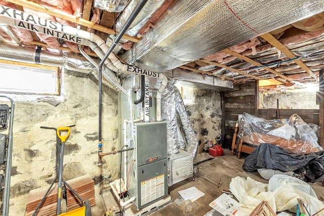 basement with heating unit