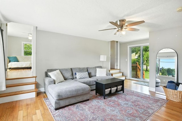 606 Granby Rd, South Hadley, MA 01075 - living area featuring a ceiling fan, plenty of natural light, and wood finished floors