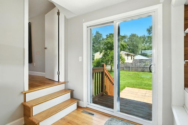 606 Granby Rd, South Hadley, MA 01075 - entryway featuring light wood-style floors and stairs