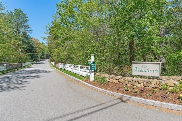 1003 Wisteria Way Unit 1003, Wayland, MA 01778 - view of asphalt street featuring curbs and a wooded view