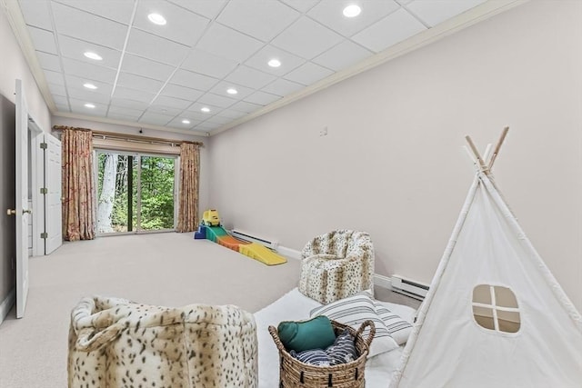 1003 Wisteria Way Unit 1003, Wayland, MA 01778 - rec room featuring a baseboard radiator, carpet, recessed lighting, and baseboards