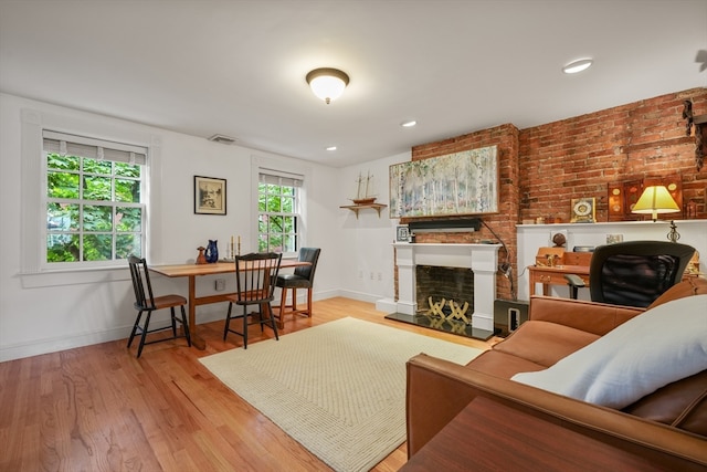 living room featuring light wood-type flooring