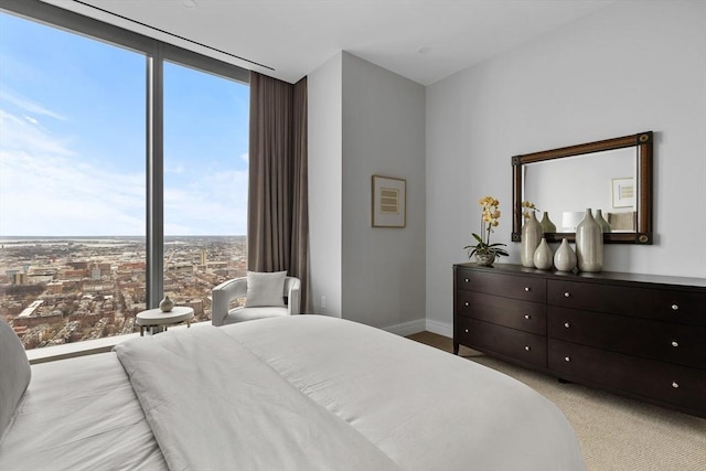 bedroom with expansive windows