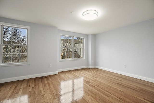 empty room featuring light wood-type flooring and a wealth of natural light