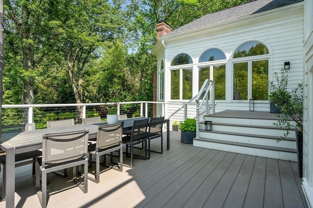 69 Princeton Rd, Brookline, MA 02467 - wooden terrace featuring outdoor dining space