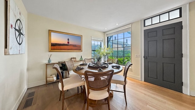 dining area featuring light hardwood / wood-style flooring